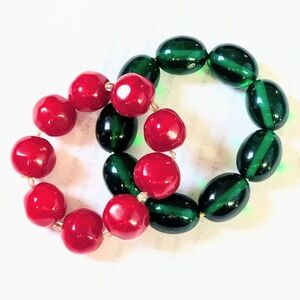 Super Fun Y2K Vintage Christmas Holiday Red & Green Beaded Bracelets